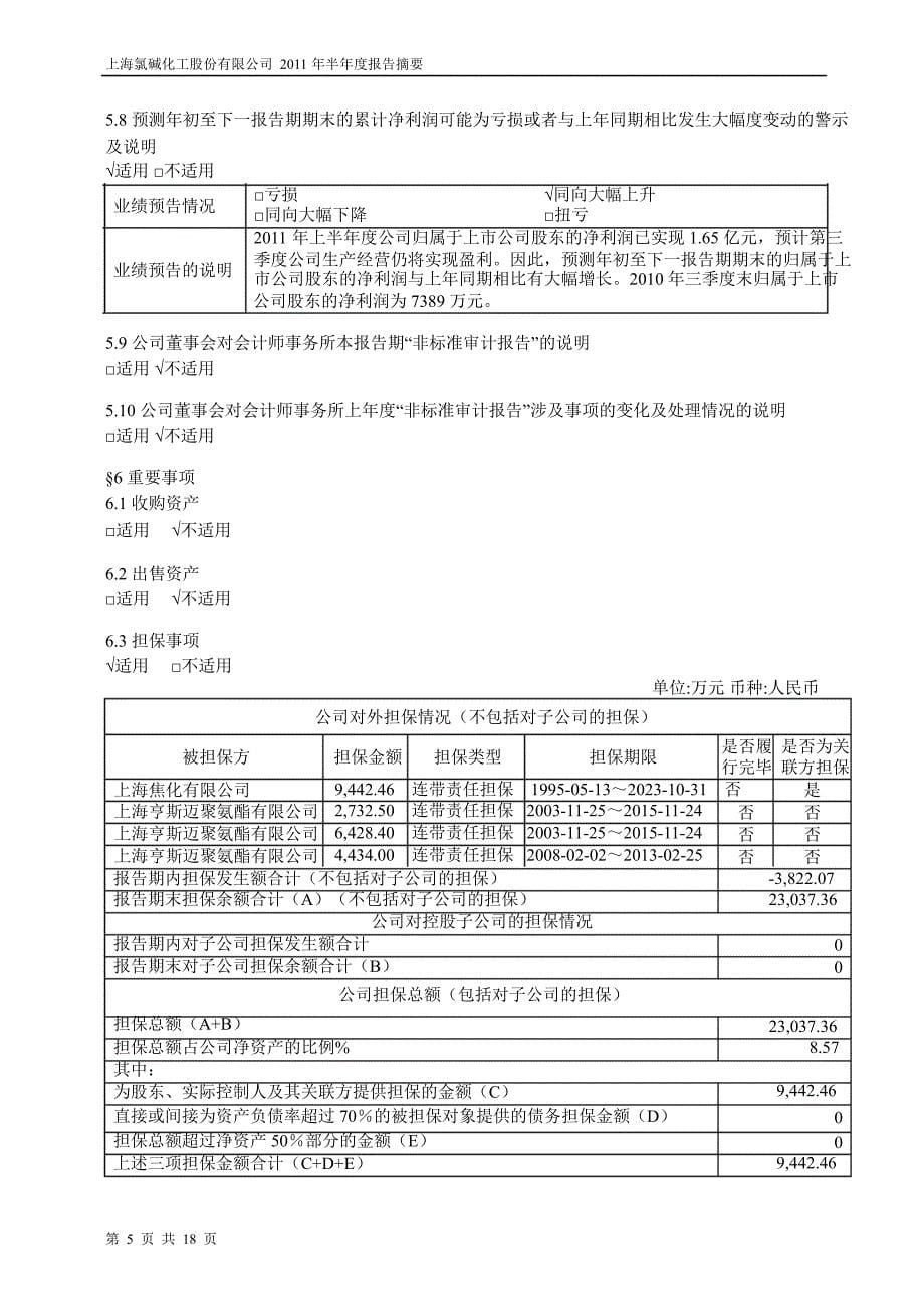 600618氯碱化工半年报摘要1_第5页