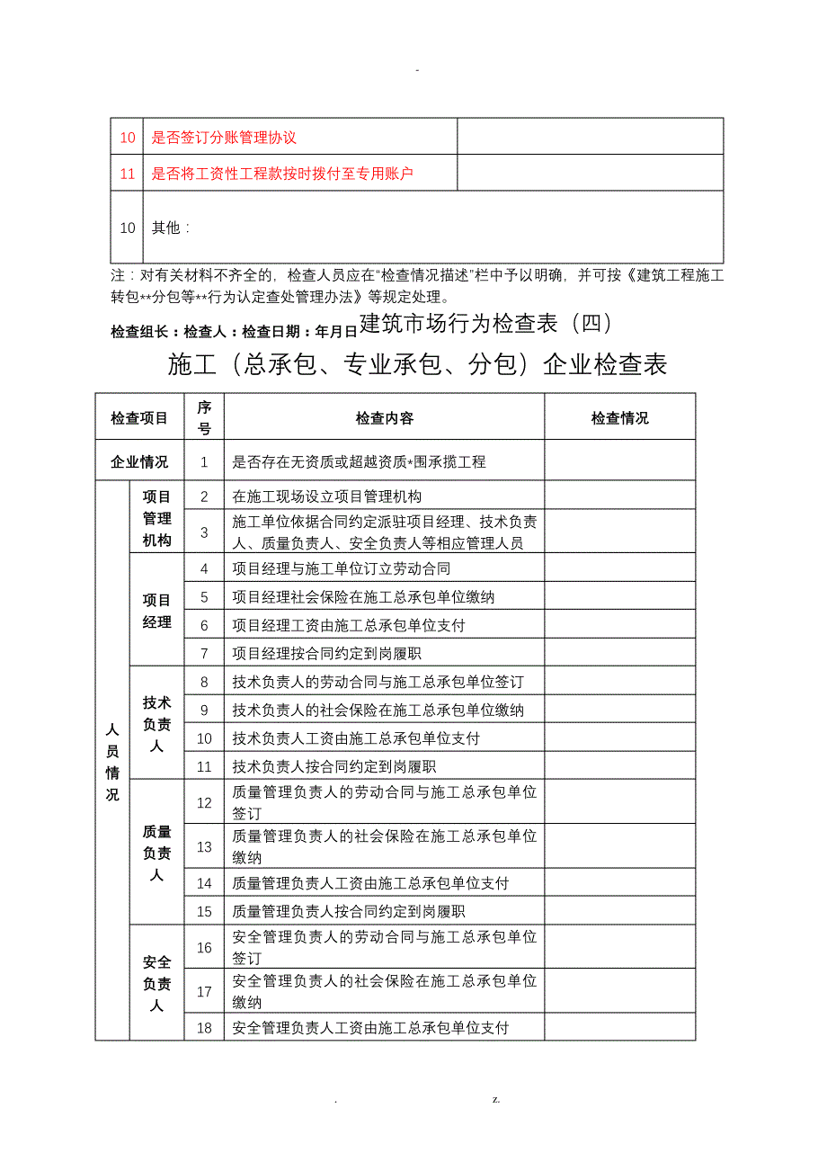 建筑市场行为检查表_第4页