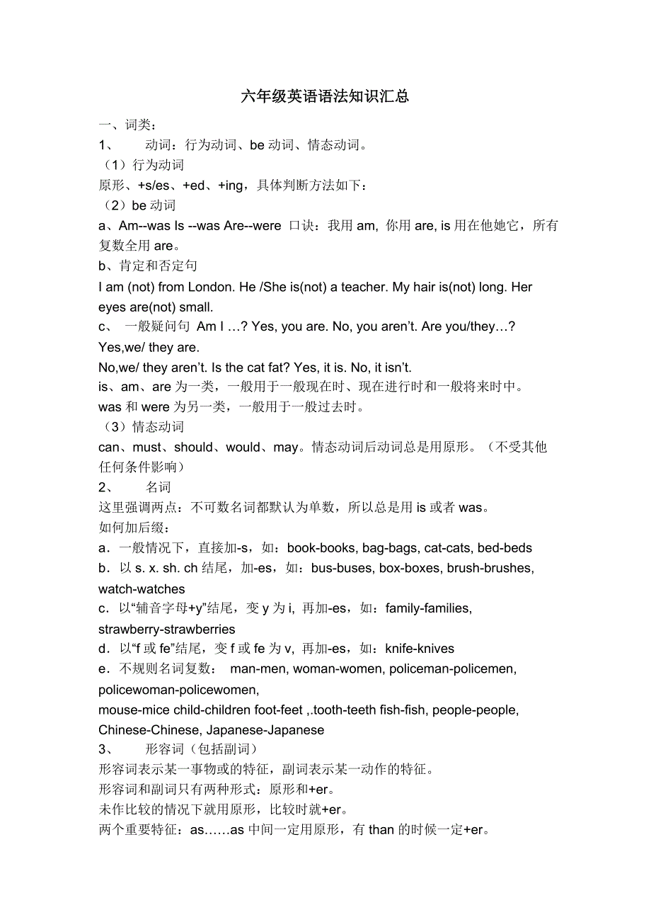 六年级英语语法知识汇总_第1页