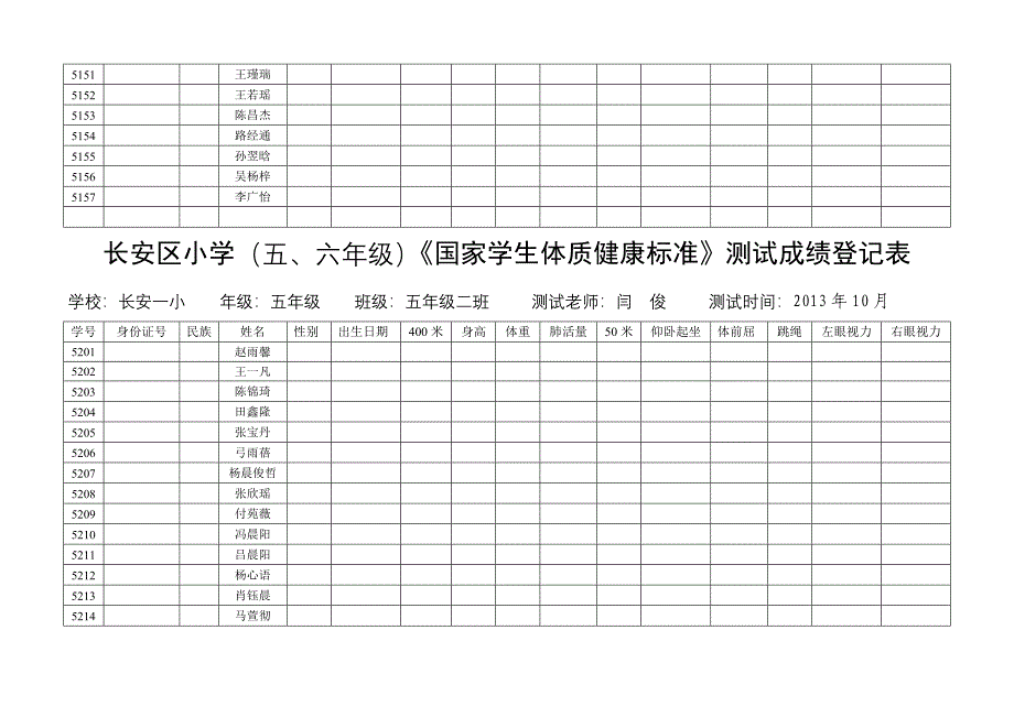 五六年级体质健康标准测试成绩登记表_第3页