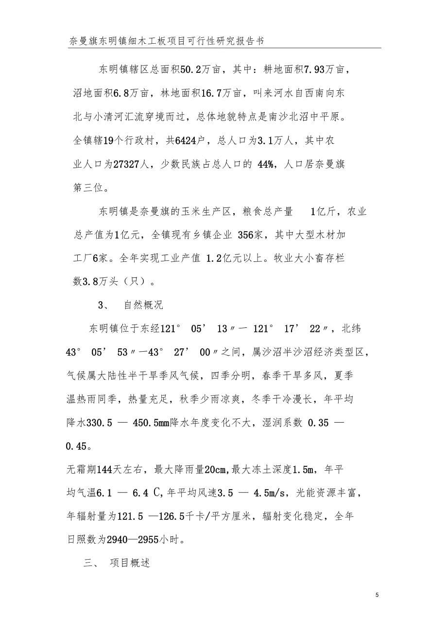 奈曼旗东明镇细木工板项目可行性研究报告书_第5页