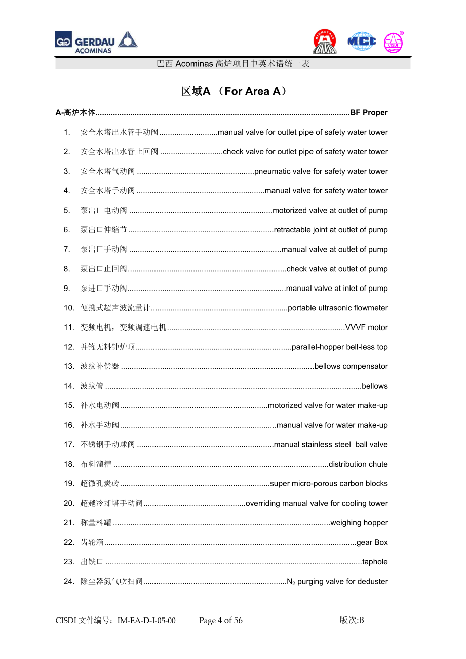 高炉项目中英术语统一表Rev. B_第4页