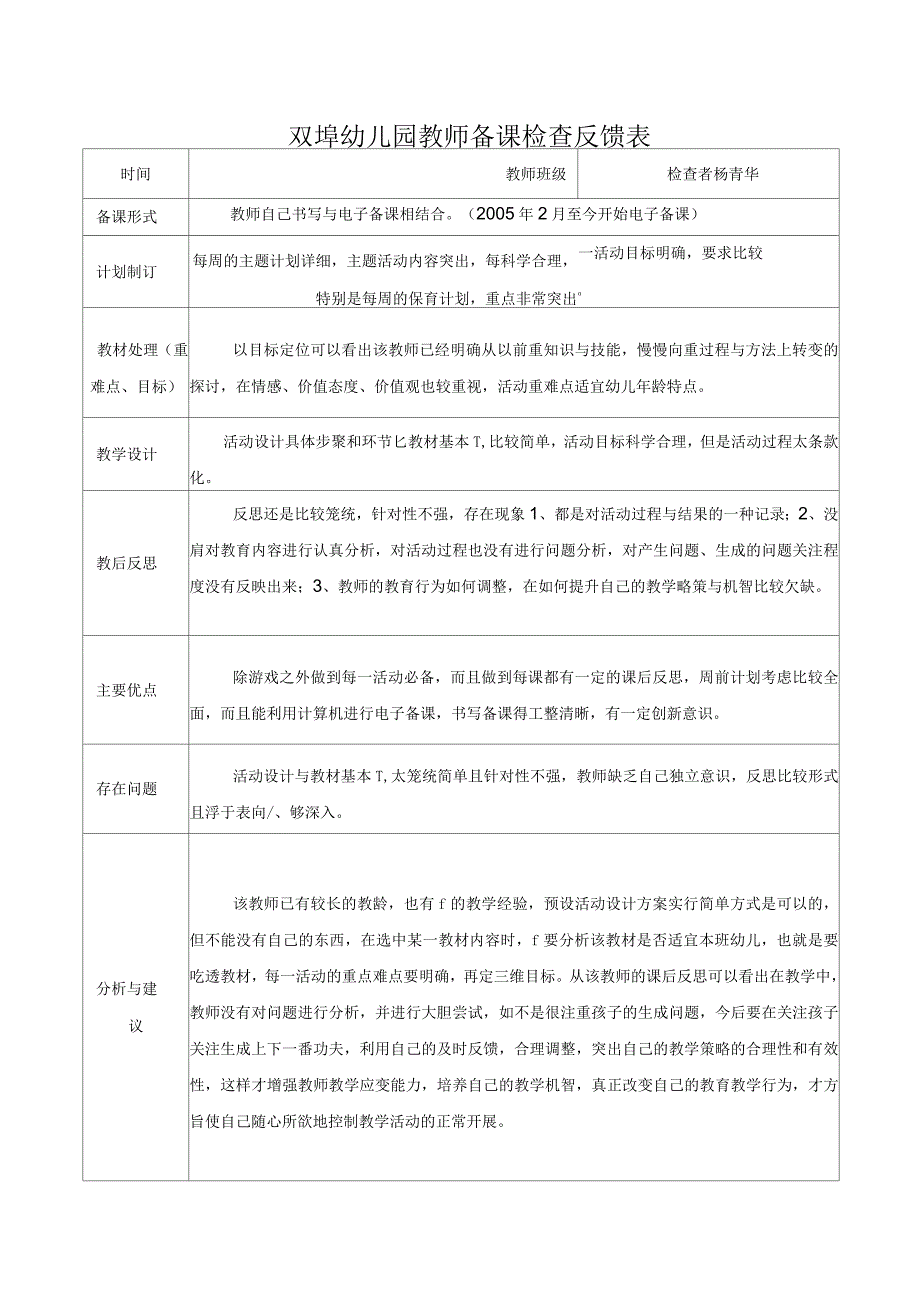 双埠幼儿园教师备课情况检查报告_第4页