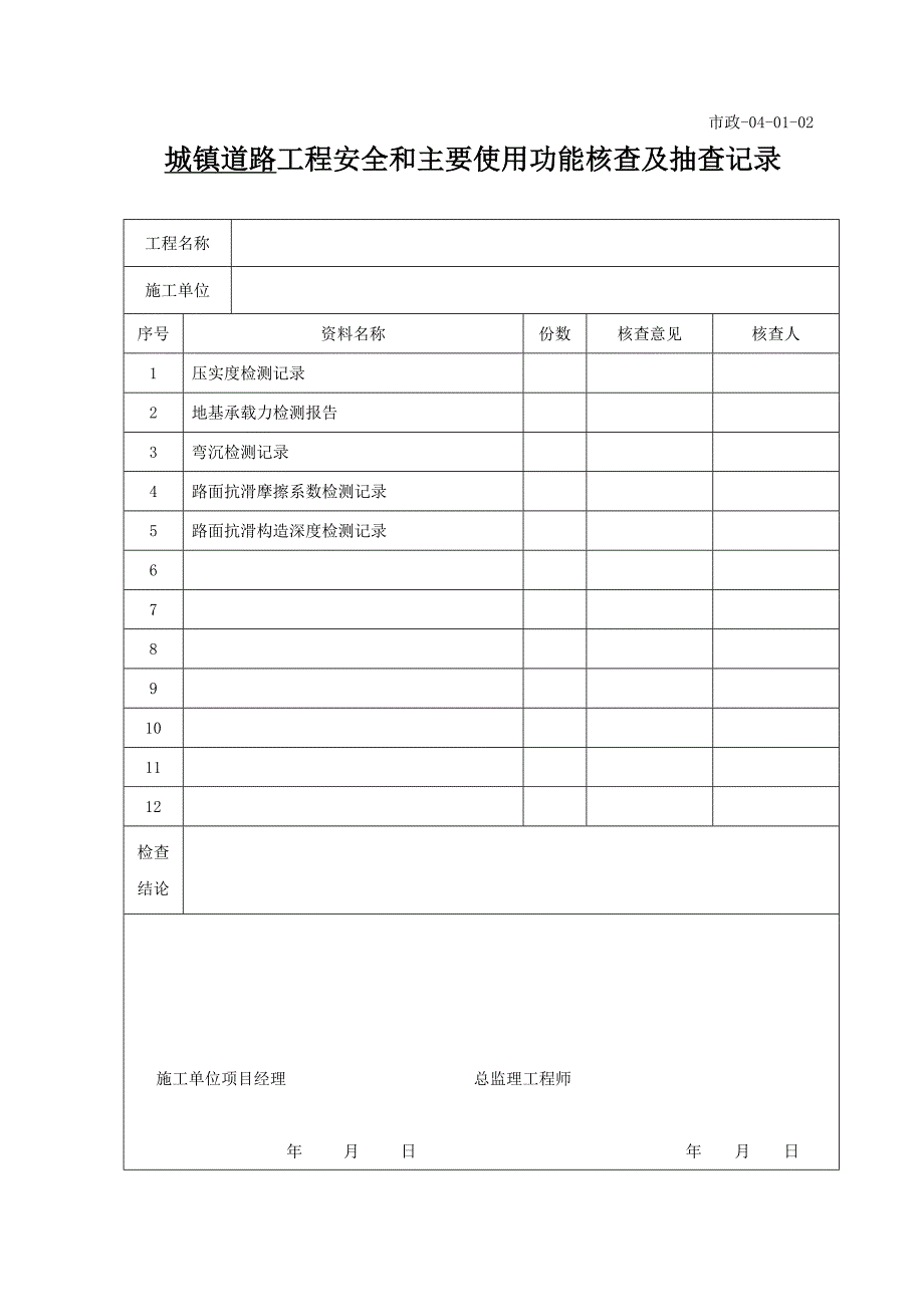 市政工程质量控制资料核查表[共7页]_第2页