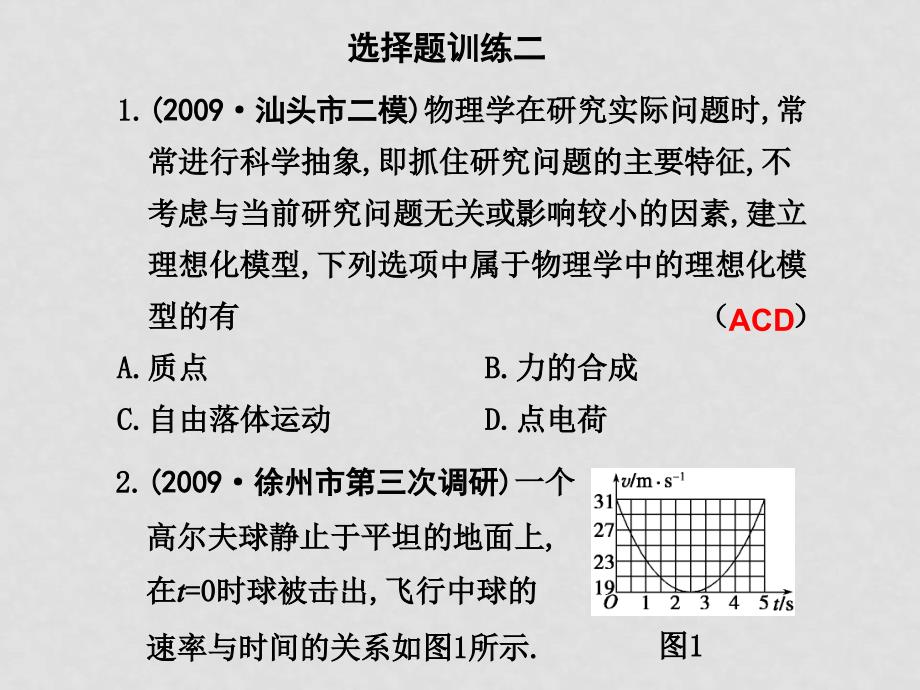 高三物理二轮课件题型1选择题训练2新人教版_第1页