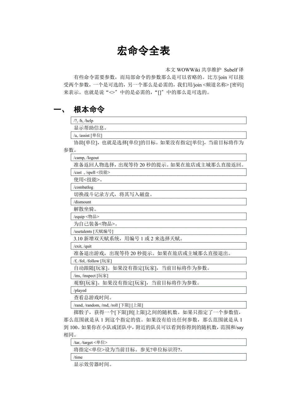魔兽世界宏命令全表_第1页
