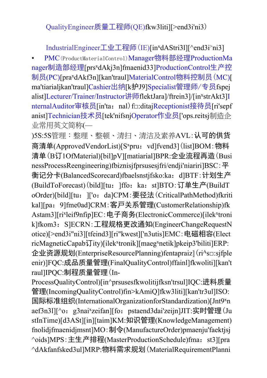 制造业常用职位中英文对照_第2页