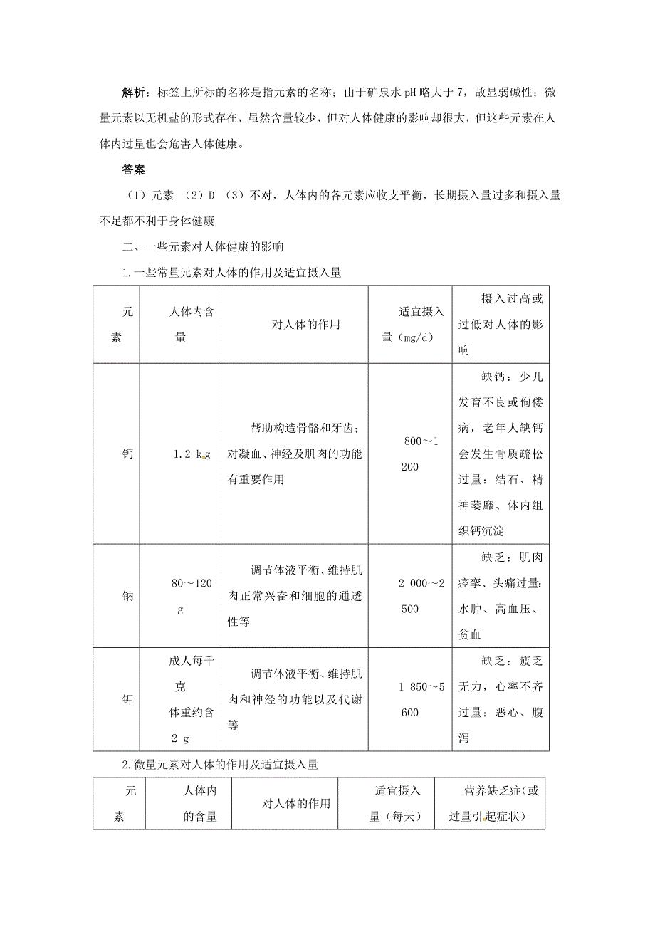 2012中考化学复习精品 化学元素与人体健康_第2页