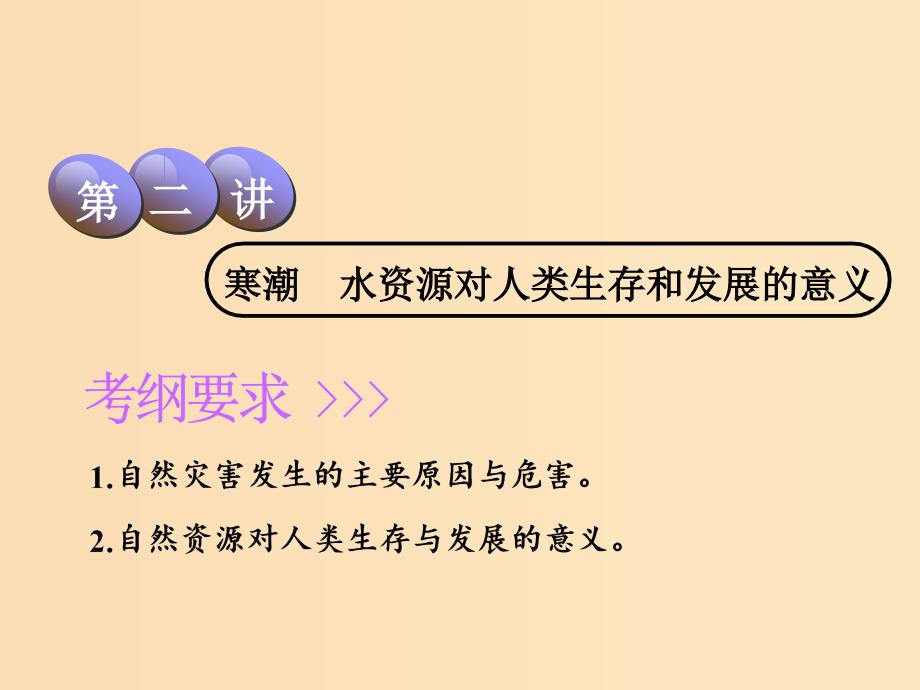 2019版高考地理一轮复习 第1部分 自然地理 第四章 自然环境对人类活动的影响 第二讲 寒潮 水资源对人类生存和发展的意义课件 中图版.ppt_第1页