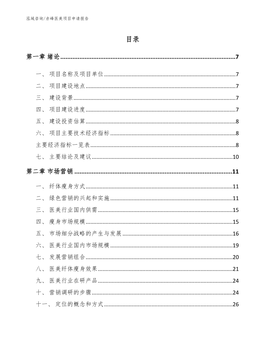 赤峰医美项目申请报告_模板_第1页