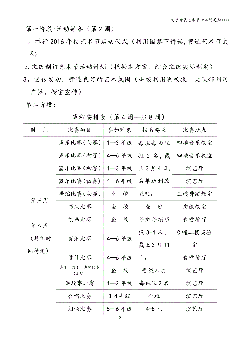 关于开展艺术节活动的通知DOC.doc_第2页