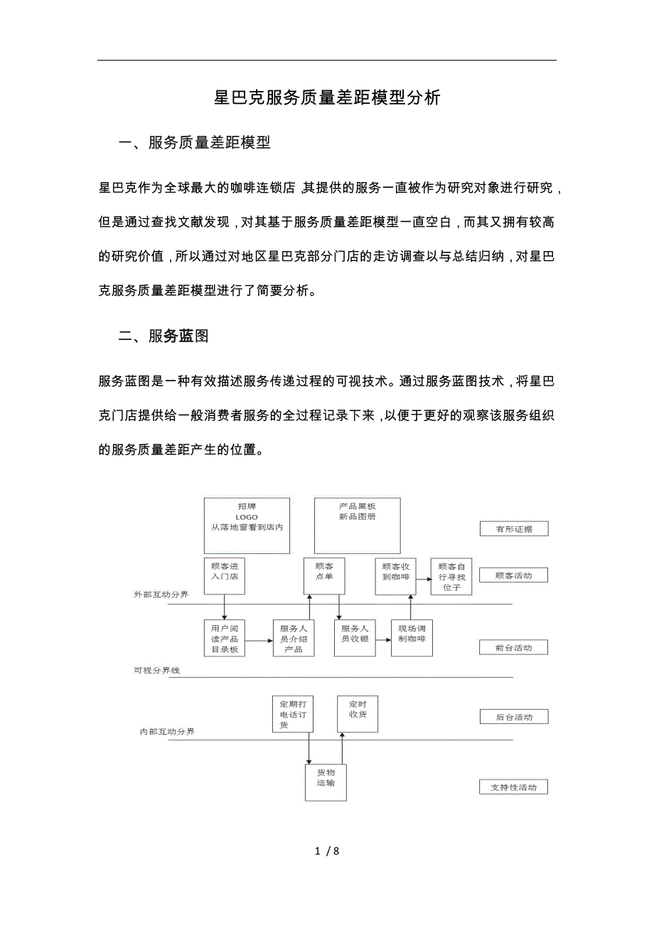 星巴克服务质量差距模型分析报告_第1页