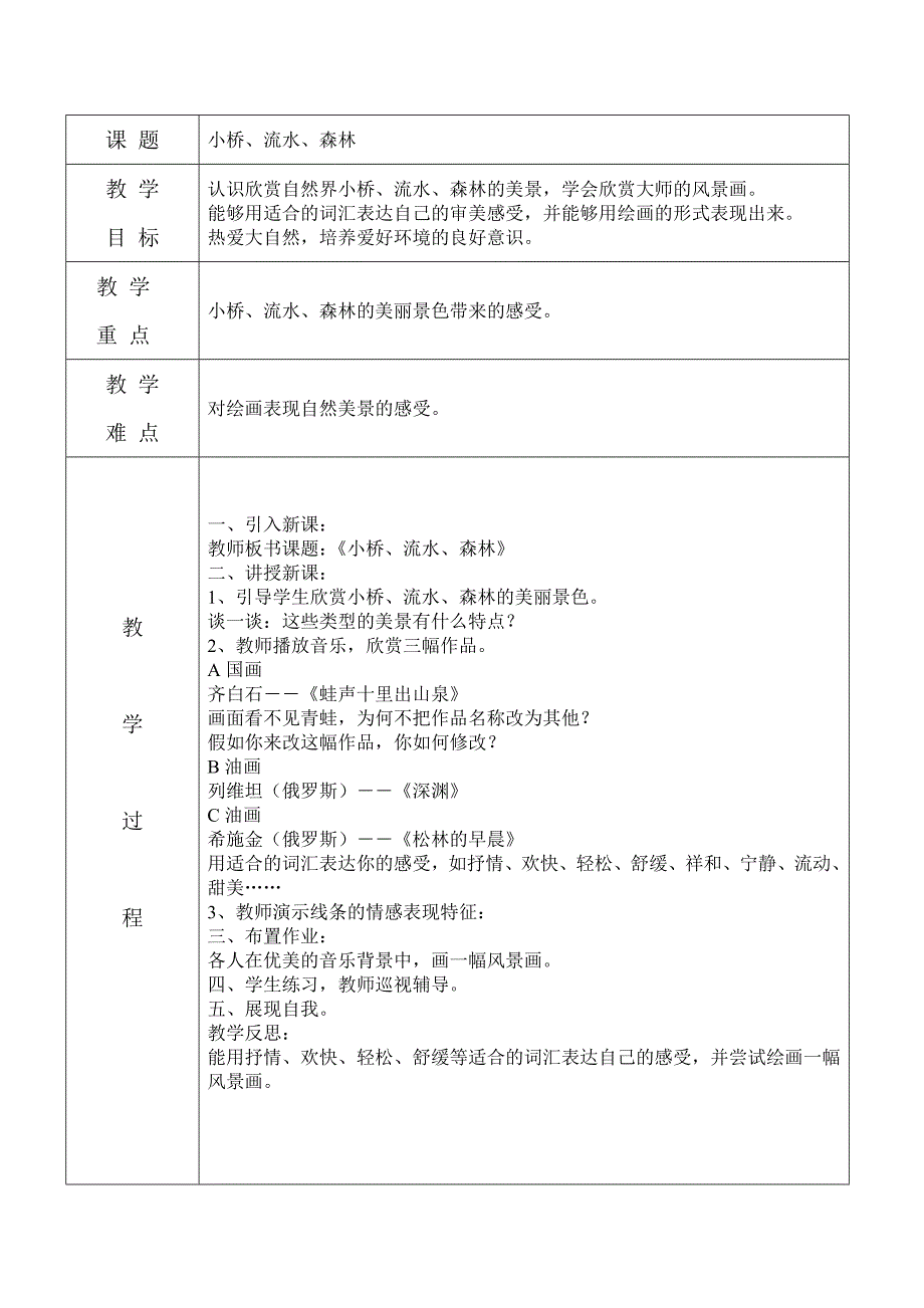 岭南版四年级全册美术教学设计_第1页