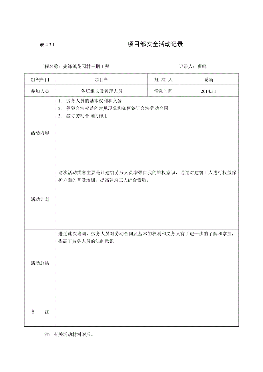 2255095112431项目部安全活动记录_第1页