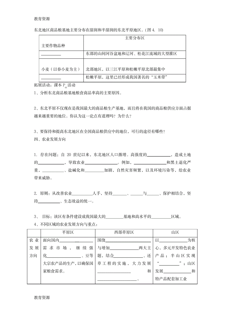 【教育资料】学案9：4.1.2商品粮基地建设 农业发展方向学习精品_第2页