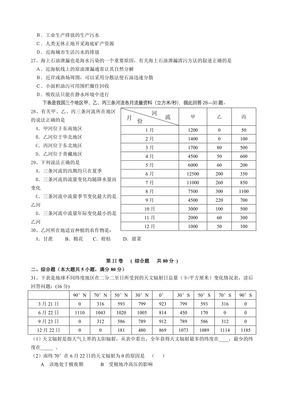 高三自然地理基础过关检测题_第4页