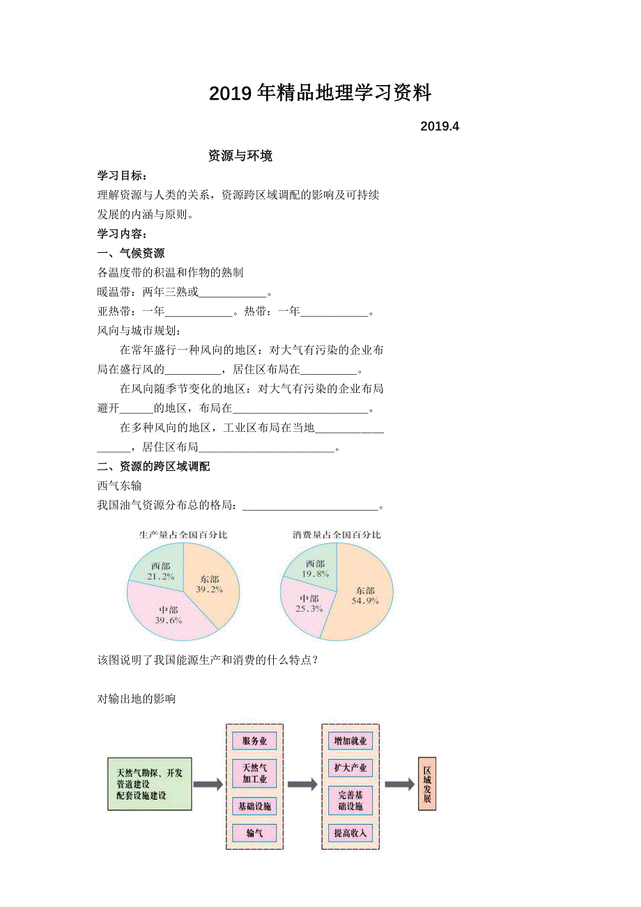 北京市第四中学高考地理人教版总复习讲义：资源与环境_第1页