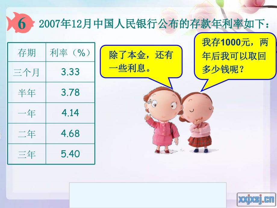 人教版六年级数学上册第五单元第十二课时_利率(例6)_第4页