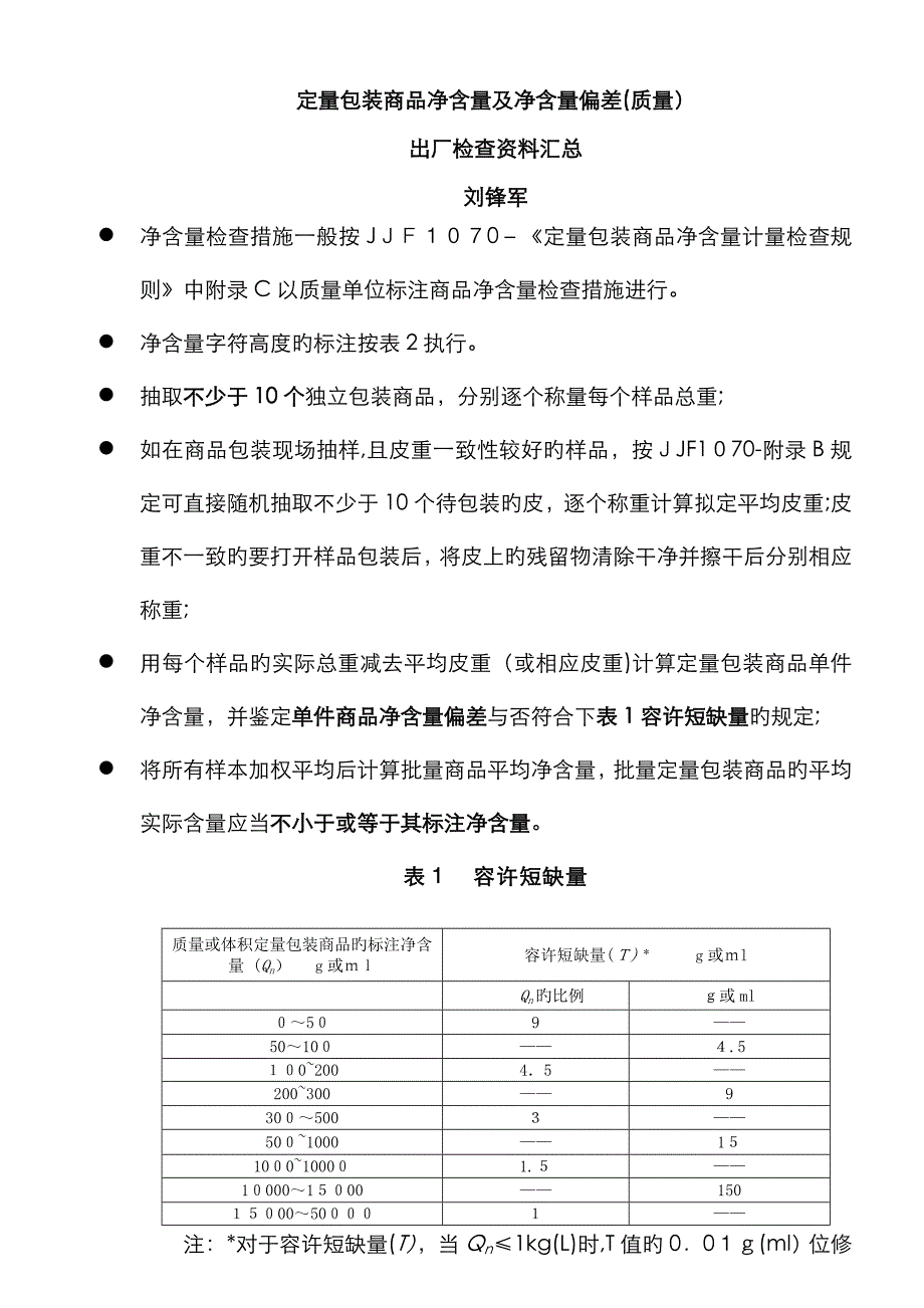 定量包装商品净含量及净含量偏差(质量)检验资料汇总_第1页