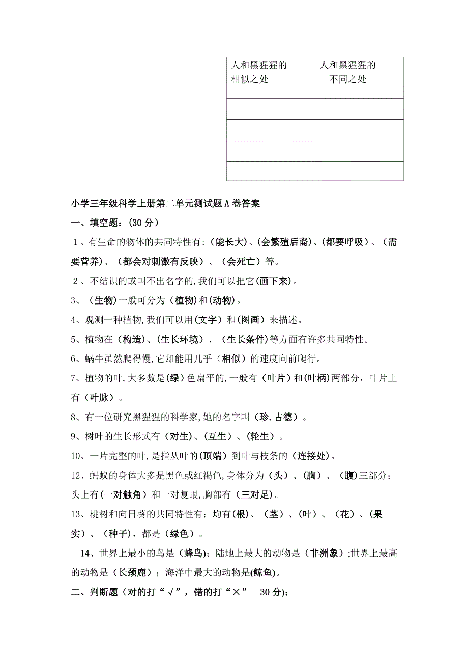 小学三年级科学上册第二单元A卷附答案_第4页