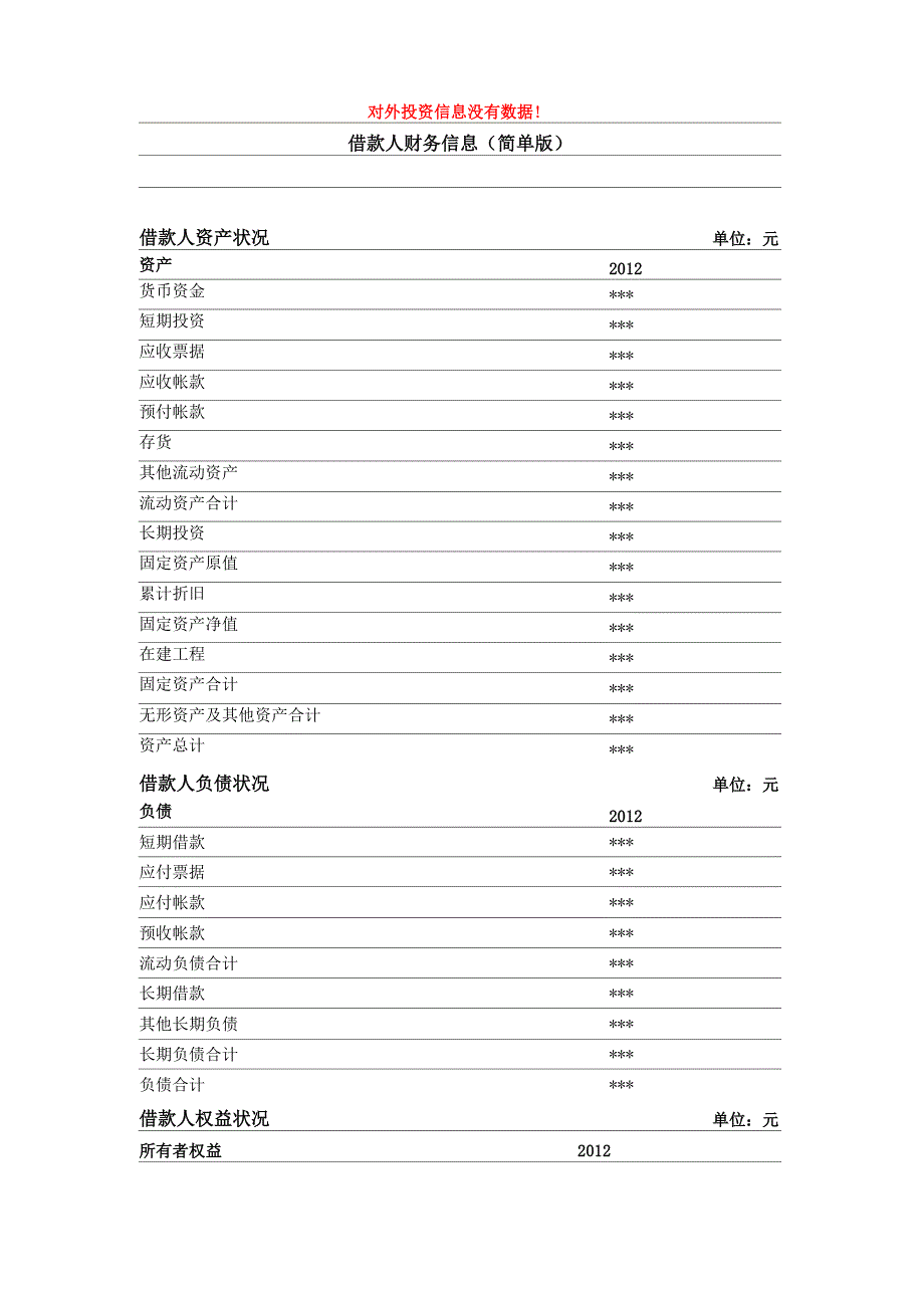 简版个人征信报告模板_第3页