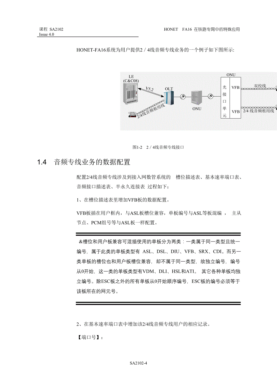 华为FA16内部培训文档（06 SA2102 HONET FA16在铁路专网中的特殊应用）_第4页