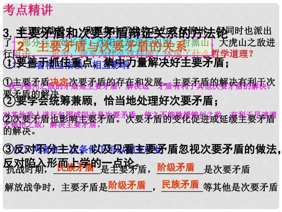 高考政治一轮复习 考点专题 模块4 单元15 课时3 唯物辩证法的实质与核心 考点三 主次矛盾和矛盾的主次方面课件_第5页