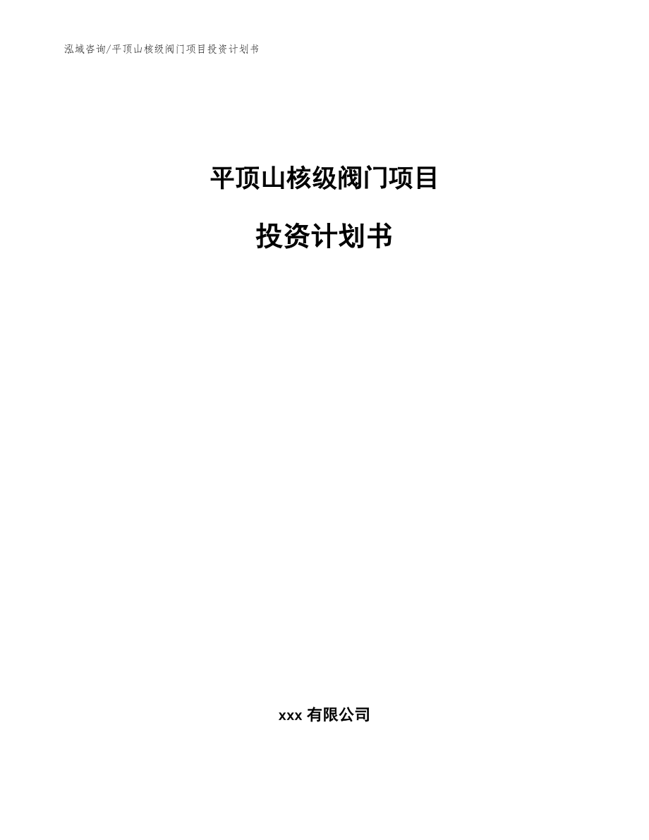 平顶山核级阀门项目投资计划书_第1页