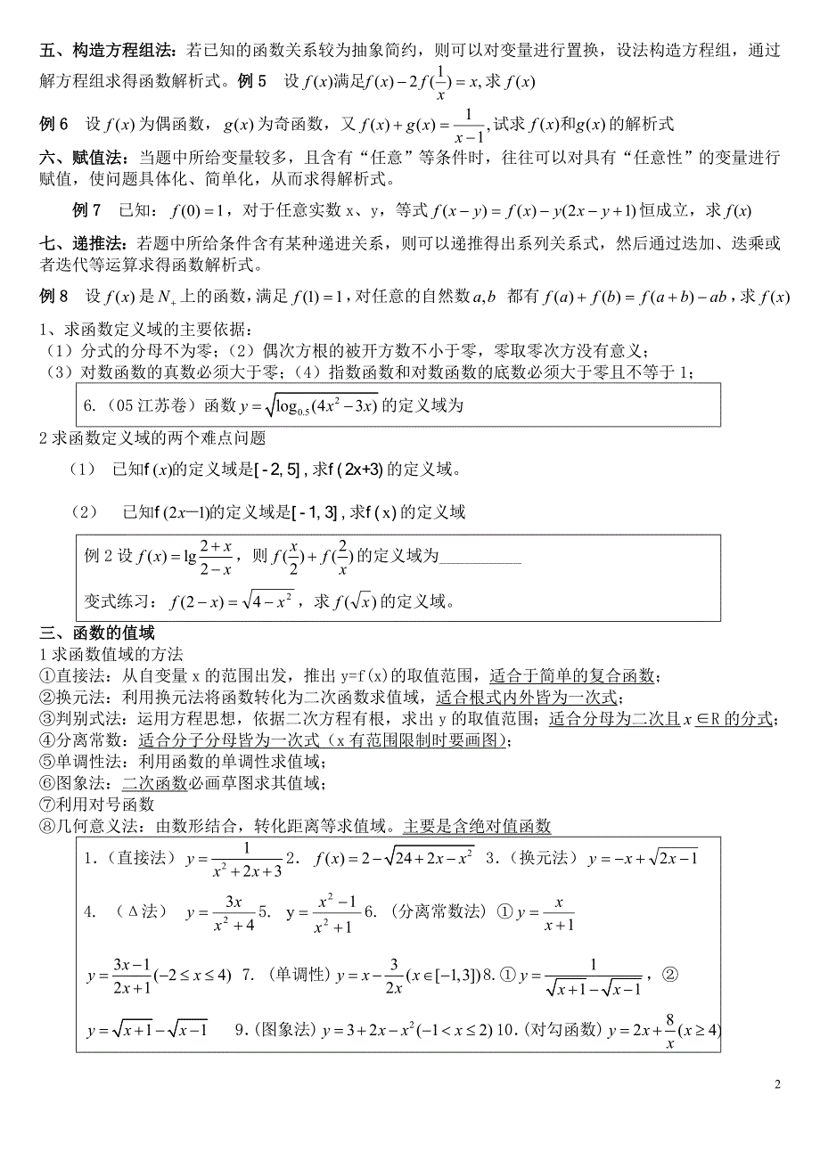 高中数学最全必修一函数性质详解及知识点总结及题型详解_第2页