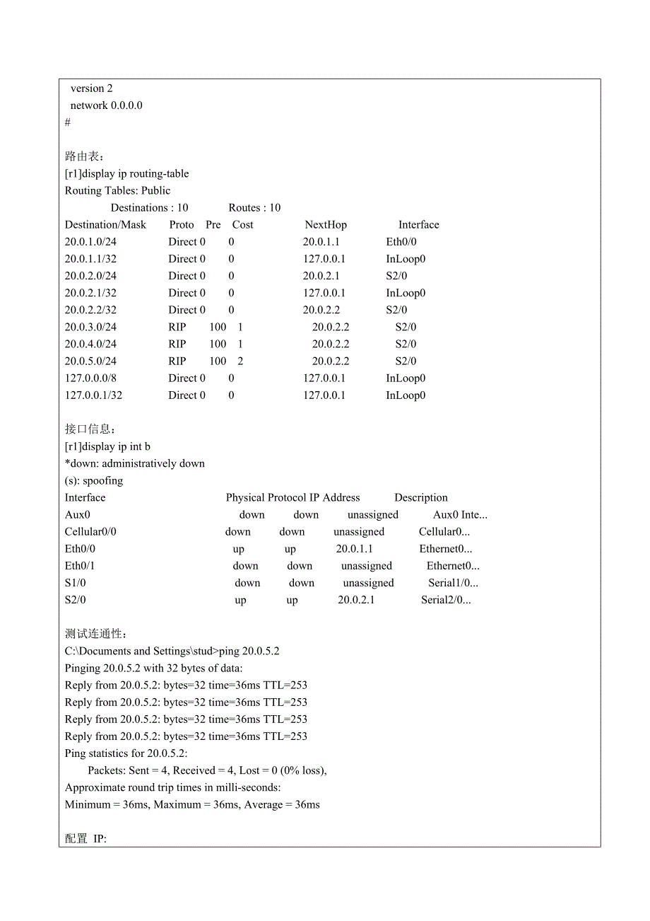 计算机网络实验四：路由器的配置_第2页