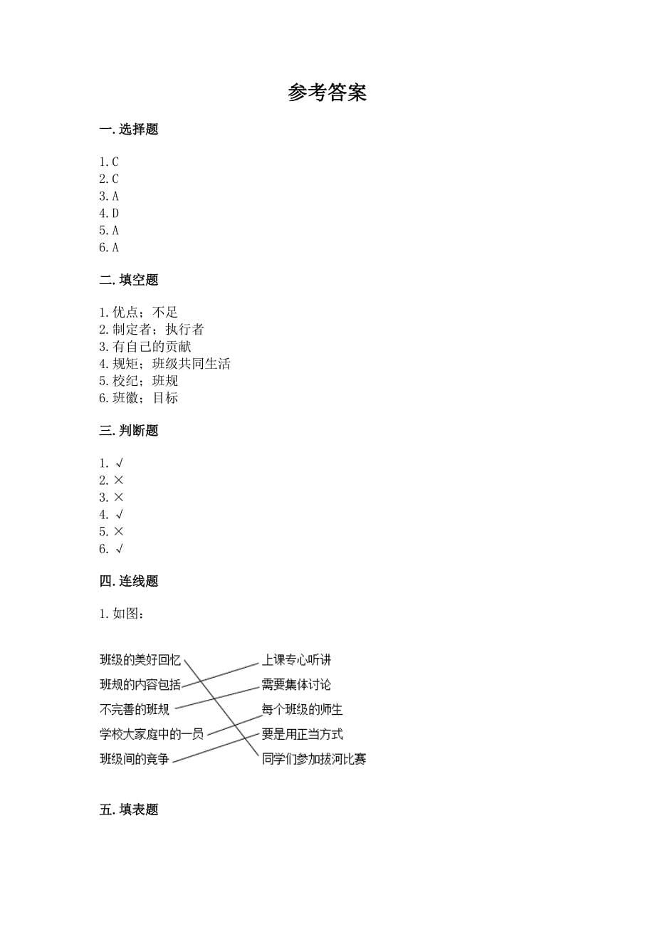 部编版道德与法治四年级上册期中测试卷加下载答案.docx_第5页