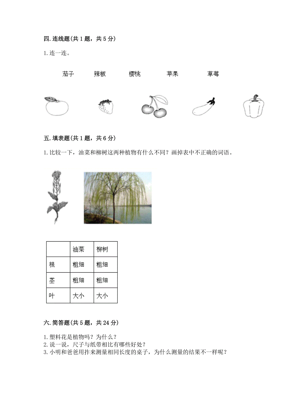 教科版小学一年级上册科学期末测试卷附答案(完整版).docx_第4页