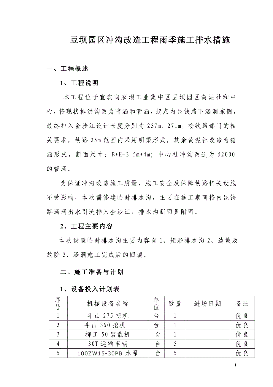 冲沟改造工程排水沟施工方案_第1页