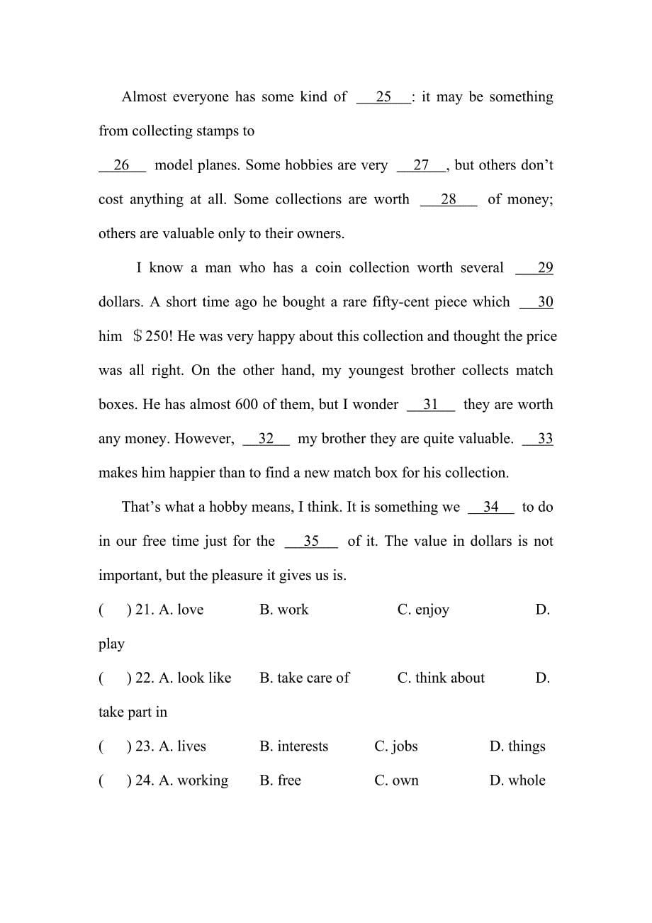 (word完整版)仁爱版八年级上册英语Unit3单元测试试卷及答案.doc_第5页