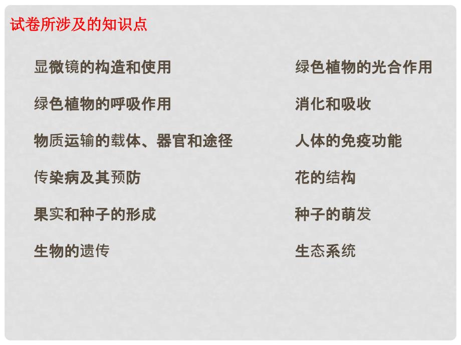 四川省内江第十一中学八年级生物习题评讲课件 人教新课标版_第2页