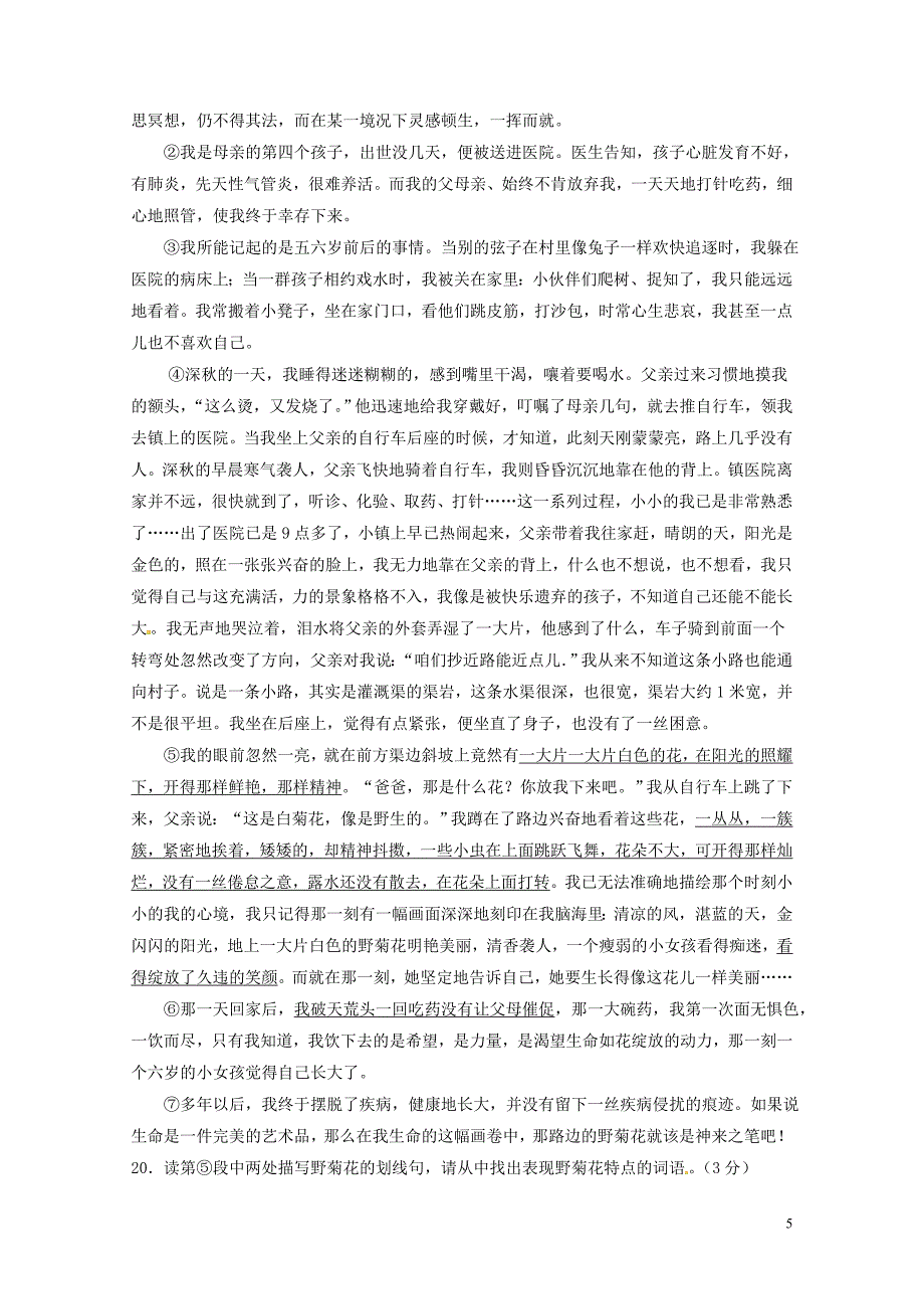 山东省高密市七年级语文下学期期中试题新人教版0615385_第5页