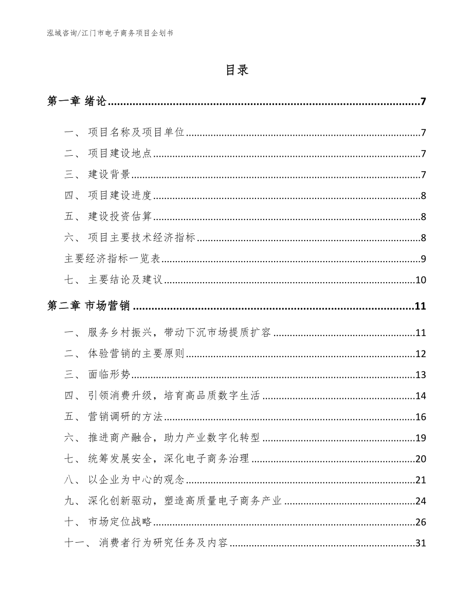 江门市电子商务项目企划书（模板范本）_第2页