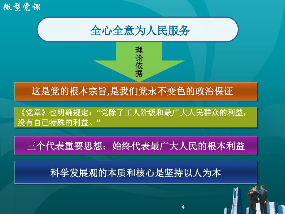 微型党课课件：牢记党的宗旨提高服务意识_第4页