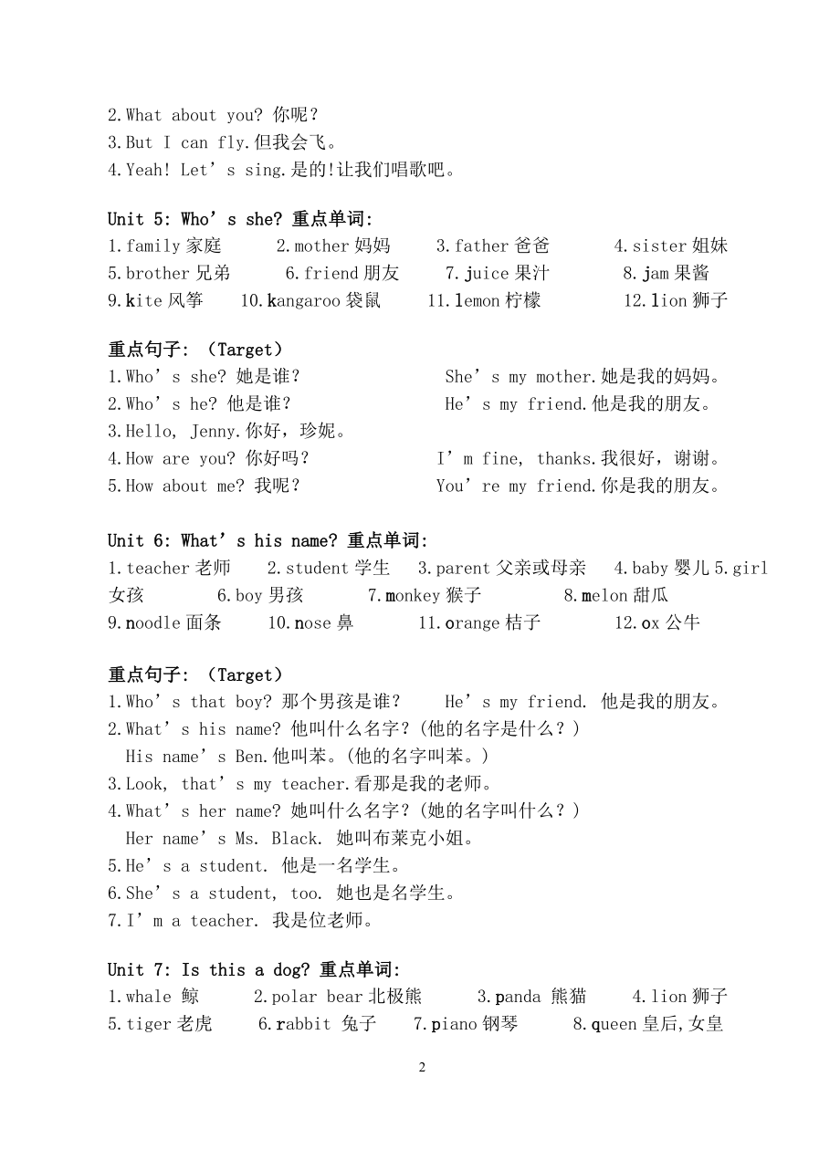 开心学英语第一册至第八册重点单词_第2页