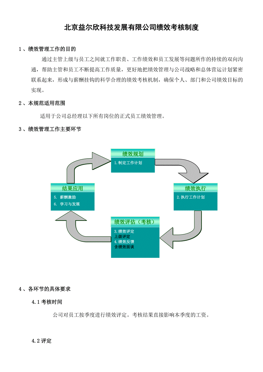 绩效考核制度及季度考核表_第1页