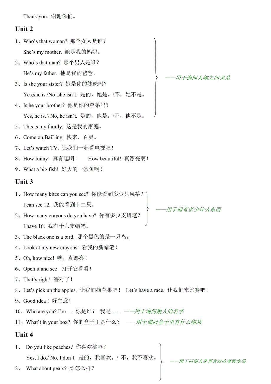 三年级PEP英语(上)重点单词和句子_第4页