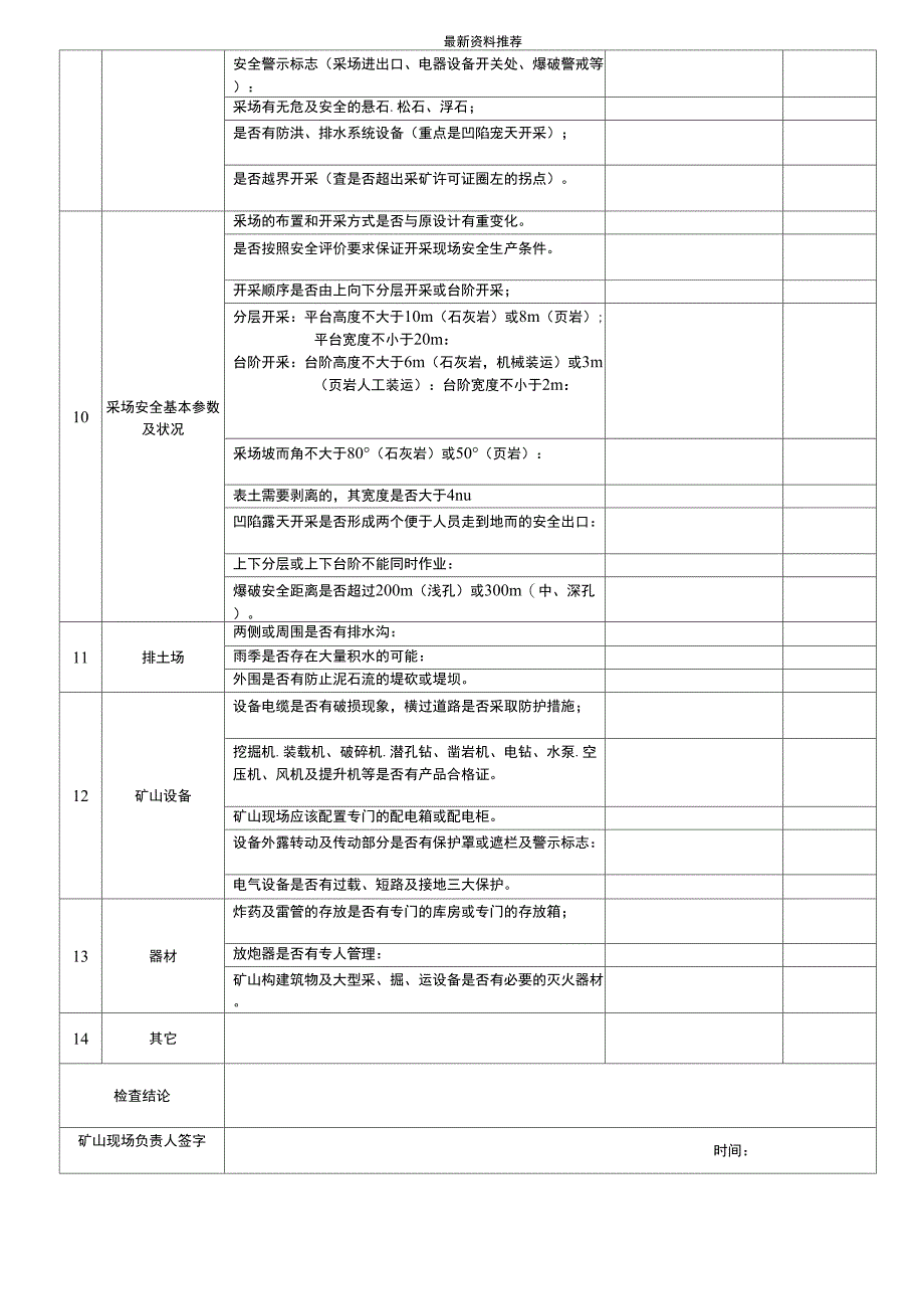 1非煤矿山安全生产检查表_第2页