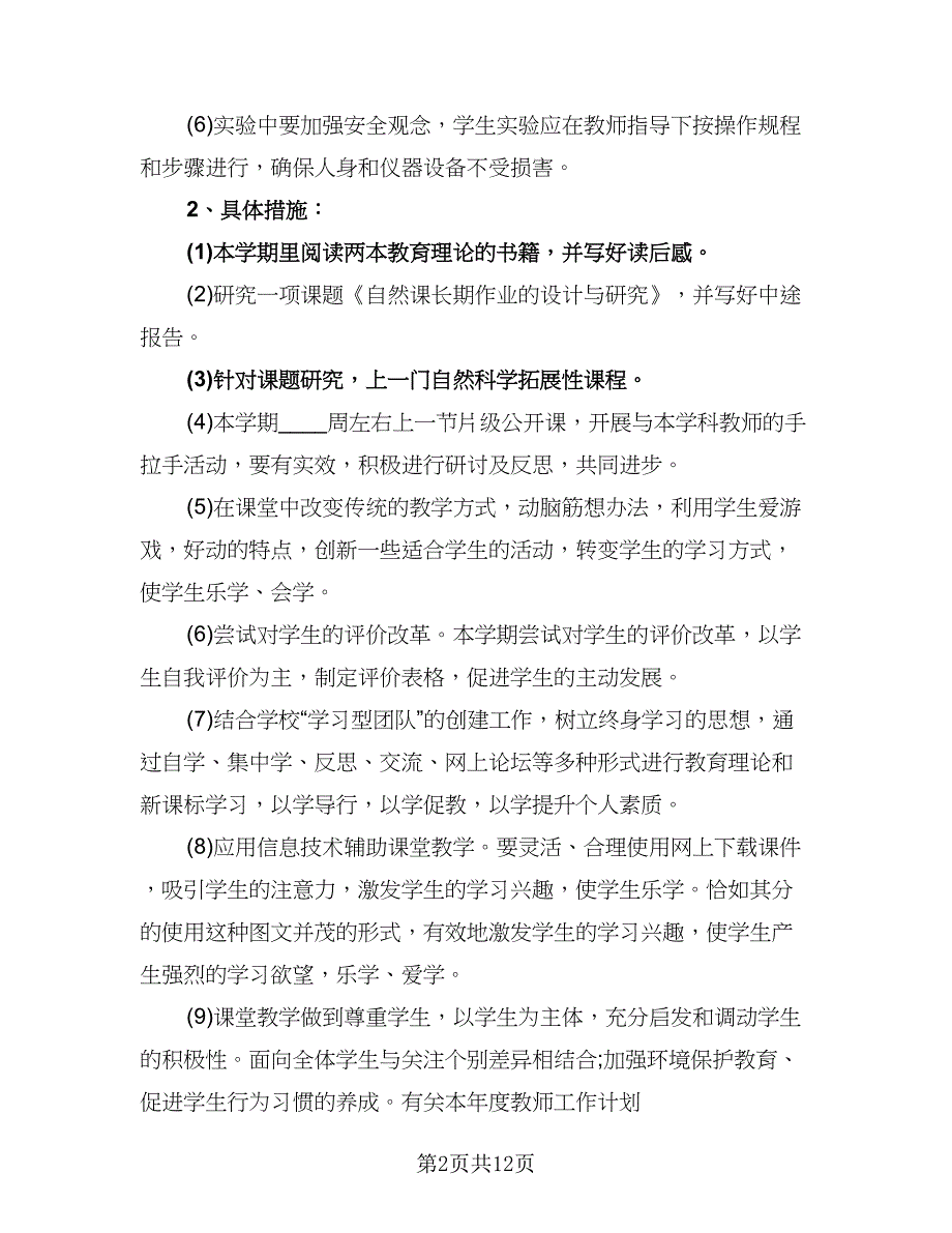 教师本年度的工作计划样本（五篇）.doc_第2页