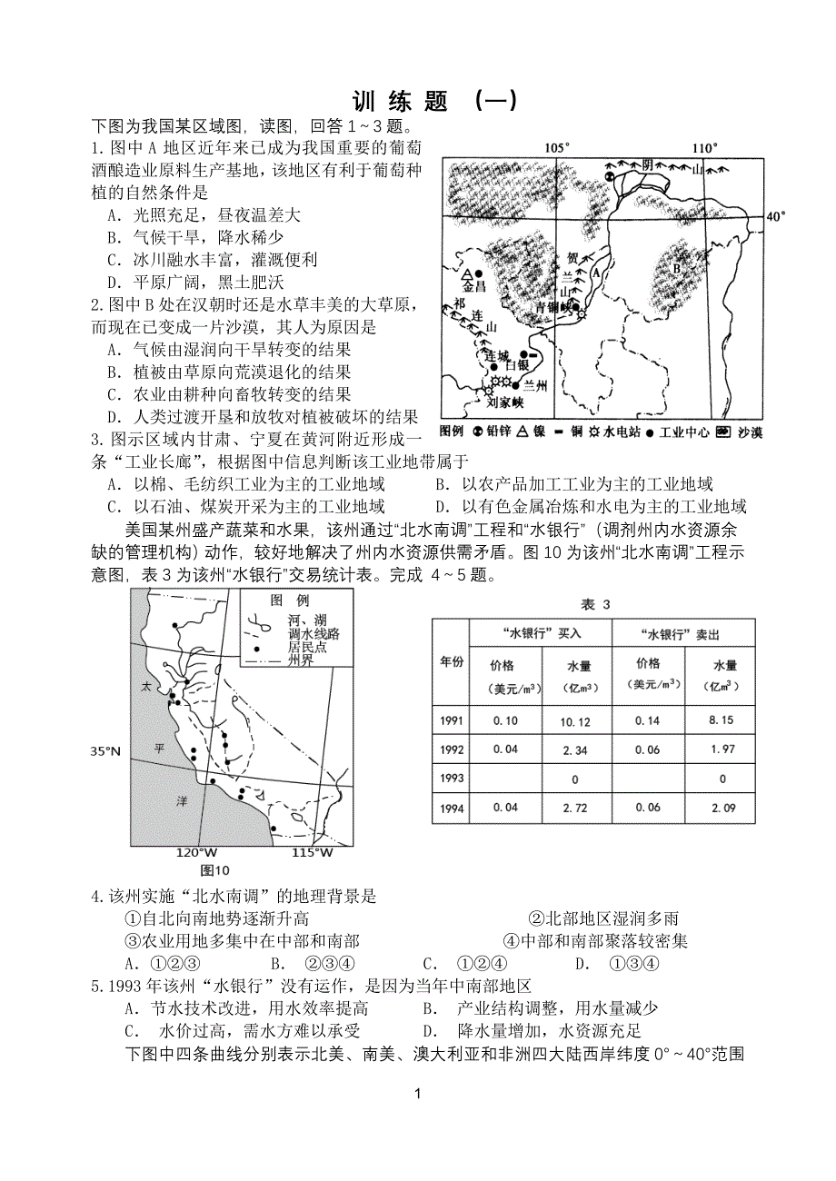 高考地理模拟题.doc_第1页