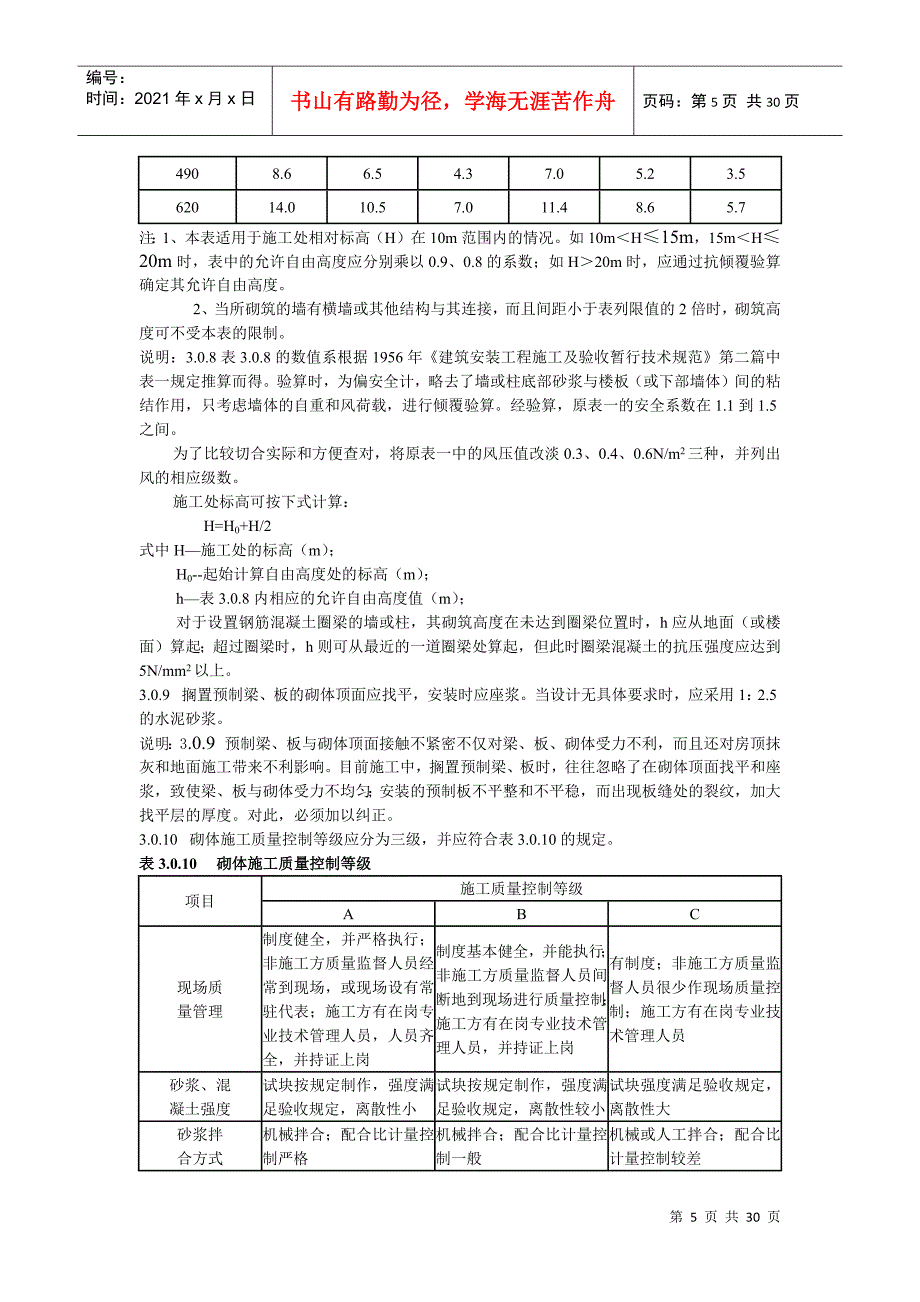 砌体工程施工质量验收制度_第5页