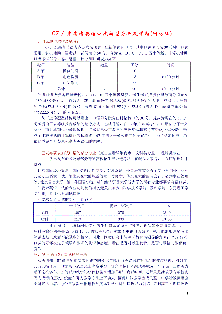 广东高考英语口试题型分析及样题(网络版).doc_第1页