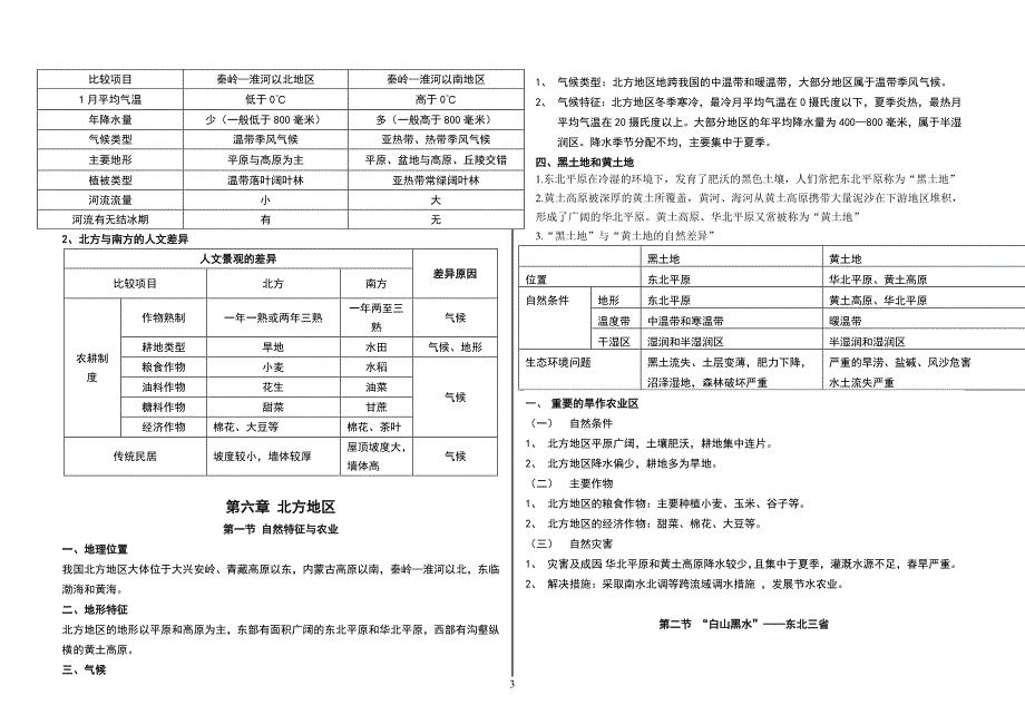 新人教版八年级地理下册复习资料完整版_第3页