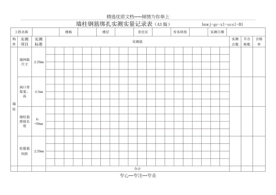 实测实量记录表格式(共24页)_第1页