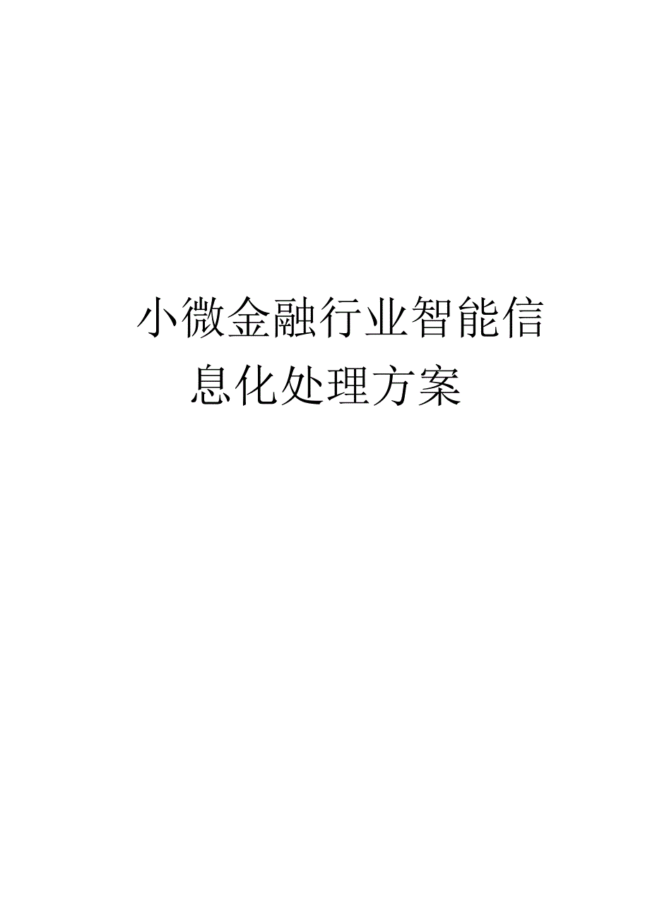 小微金融行业智能信息化解决方案_第1页