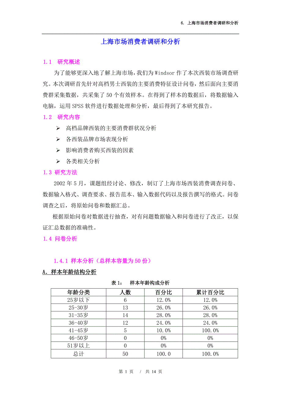 上海高档男士西装市场消费者调研和分析报告_第1页